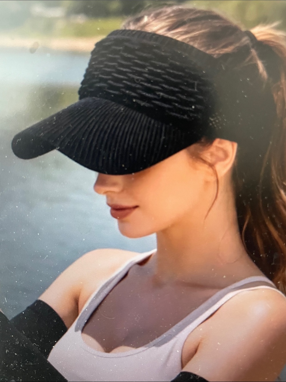 Black Textured Wide Brim Sun Visor
